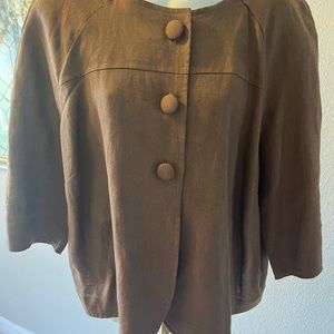 Stylish Brown LINEN Short Dressy Career Jacket Sz 1X - Like New